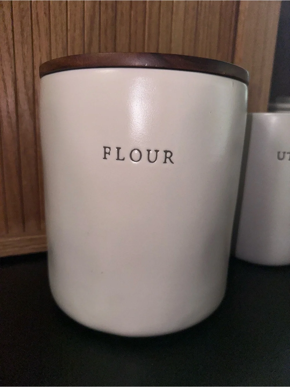 Hearth & Hand Cream Stoneware Flour Canister